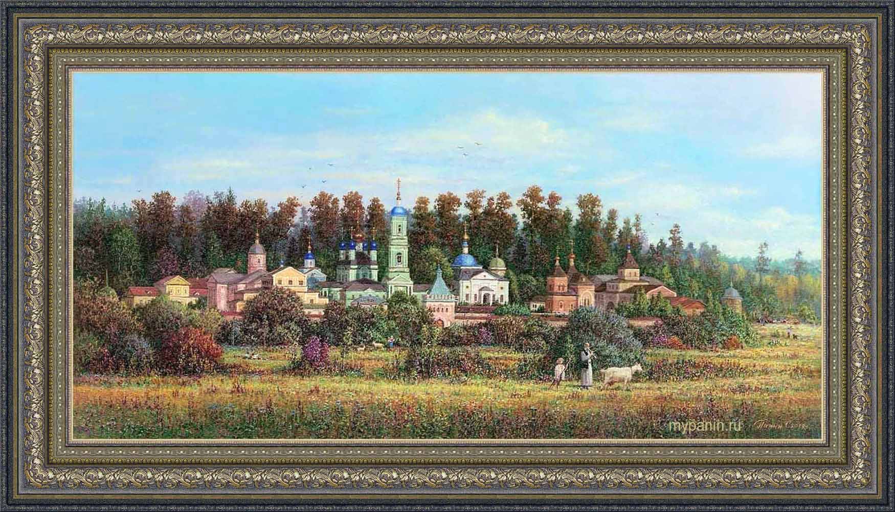 Благословенная Оптина Пустынь. Холст, масло. 35 на 70 см, 2019 г. Художник Сергей Панин.