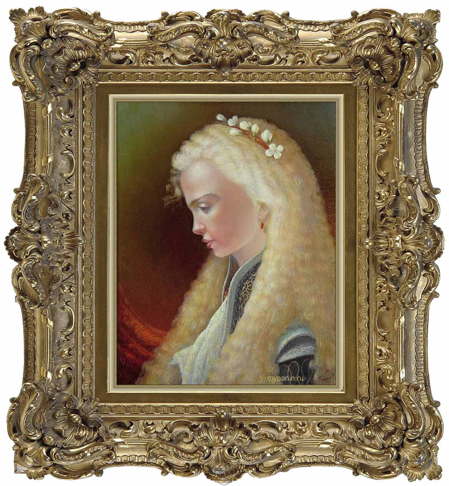 Портрет девочки. Картина в музейной раме. Художник Сергей Панин.