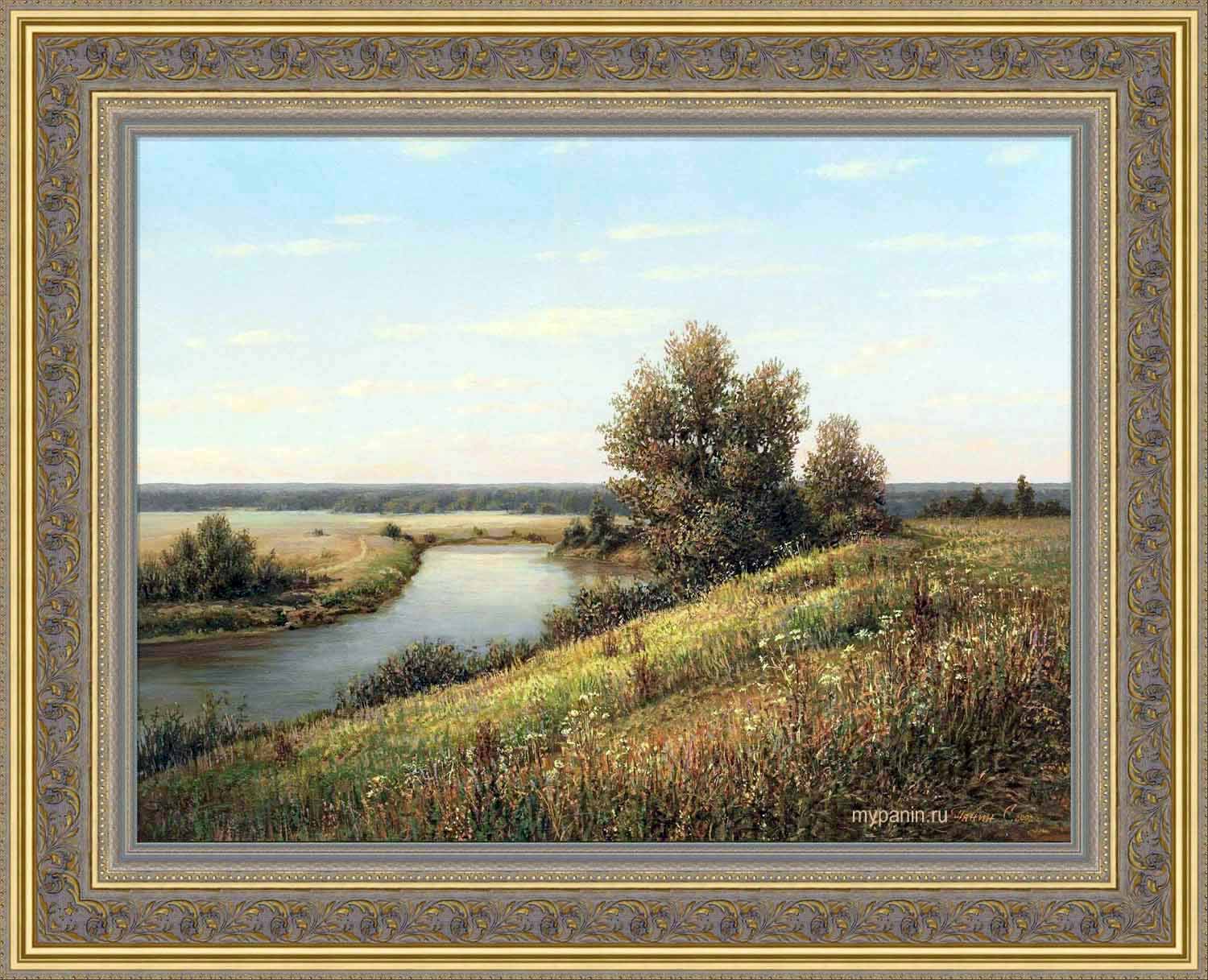 Художник Сергей Панин. У Москва-реки. Холст, масло. 30 на 40 см, 2005 г. Современное живописное произведение искусства. 