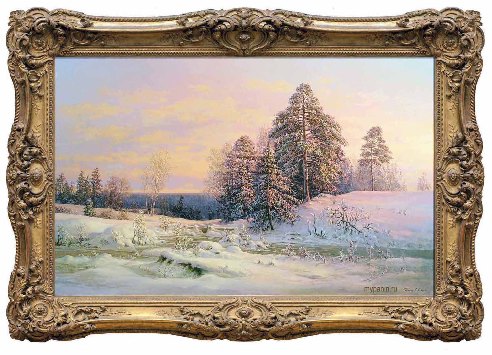 Зима уходящая. Картина в музейной раме. Художник Сергей Панин.